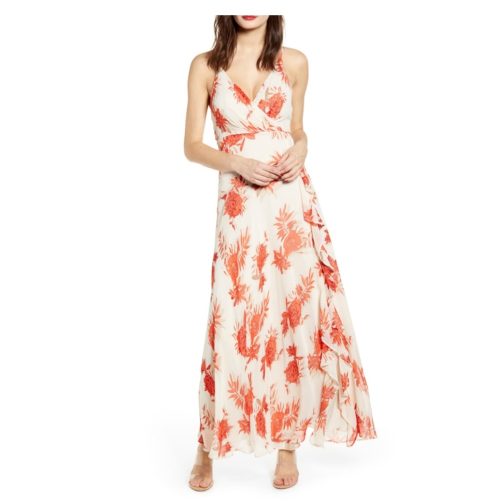 ASTR Floral Ruffle Detail Maxi Dress